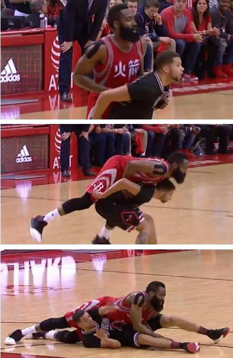为何球迷调侃哈登造犯规是“碰瓷”？看了这8张照片 你就懂