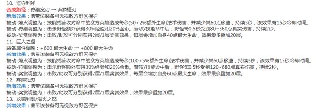 王者荣耀S26赛季：大批装备调整，肉装加强/法装削弱，粉刀重做