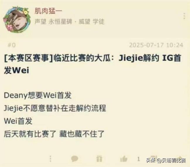 jiejie解约了？知情人爆料：IG首发wei！jiejie不愿替补，解约了 (http://www.jingganghuifeng.com.cn/) 体育 第6张