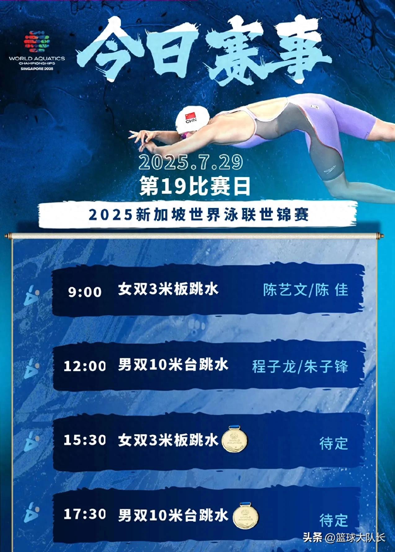 新加坡游泳世锦赛7月29日赛程：再分6金，跳水2金稳，游泳难拿牌 (http://www.jingganghuifeng.com.cn/) 体育 第1张