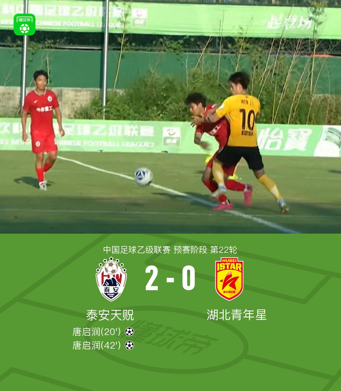 泰安天贶2-0湖北青年星，唐启润双响，麦麦提艾力助攻 (http://www.armanice.com/) 体育 第1张