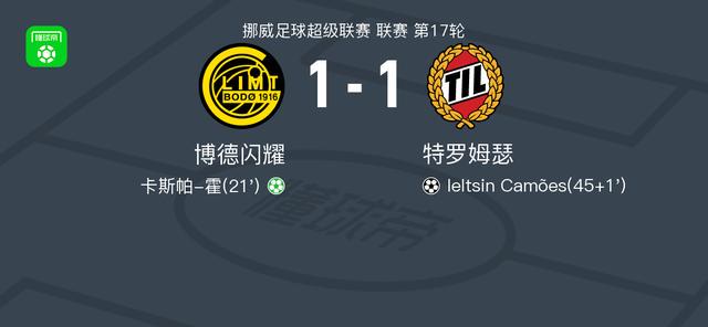 博德闪耀1-1特罗姆瑟，卡斯帕-霍破僵，Ieltsin Camões扳平比分 (http://www.armanice.com/) 体育 第1张