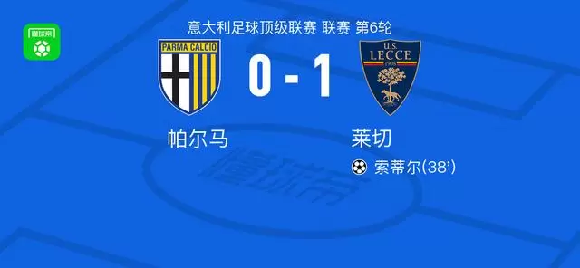莱切1-0帕尔马，索蒂尔助球队取胜