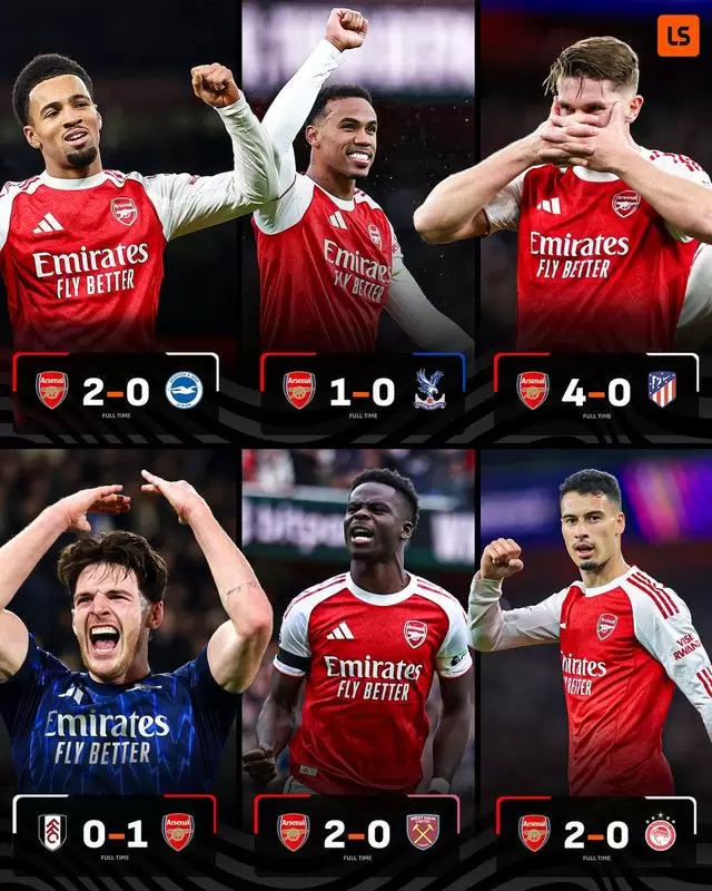 完美10月,阿森纳本月6场比赛全部取胜且一球未丢 完美10月,阿森纳本月6场比赛全部取胜且一球未丢