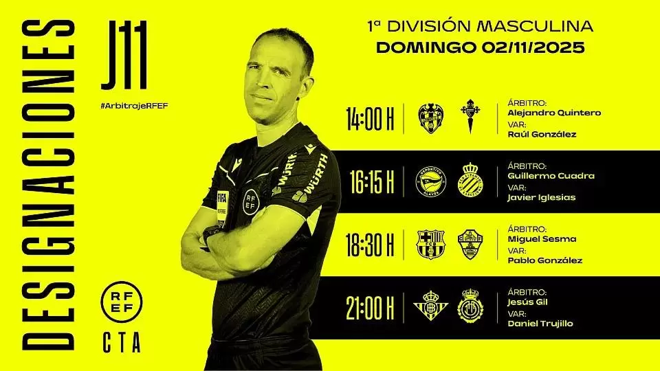 周日西甲裁判:米格尔-塞斯马执法巴萨vs埃尔切 周日西甲裁判:米格尔-塞斯马执法巴萨vs埃尔切