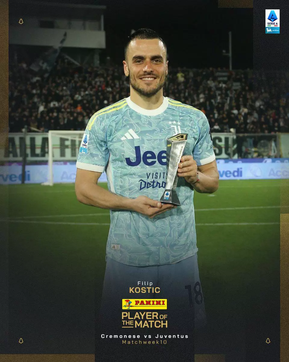 开场2分钟闪击，科斯蒂奇当选克雷莫内塞vs尤文全场最佳