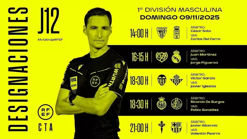 周日西甲裁判:胡安-马丁内斯执法皇马,阿尔韦罗拉执法巴萨 周日西甲裁判:胡安-马丁内斯执法皇马,阿尔韦罗拉执法巴萨