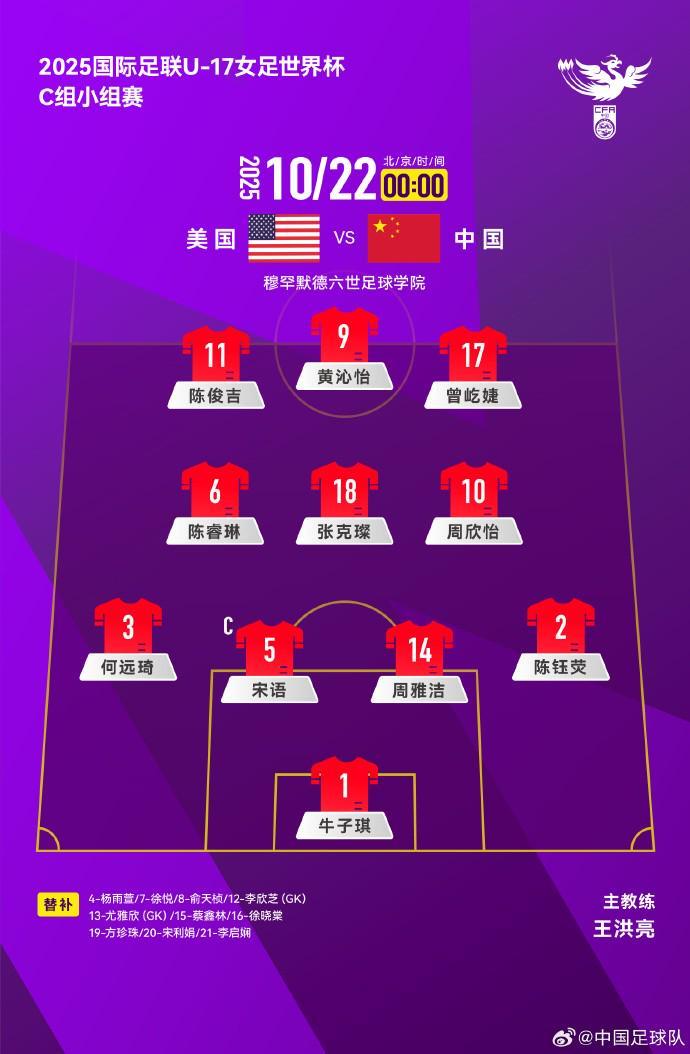 U17中国女足vs美国女足U17：周欣怡、陈睿琳、黄沁怡首发 (http://www.busunion.cn/) xiami 第1张