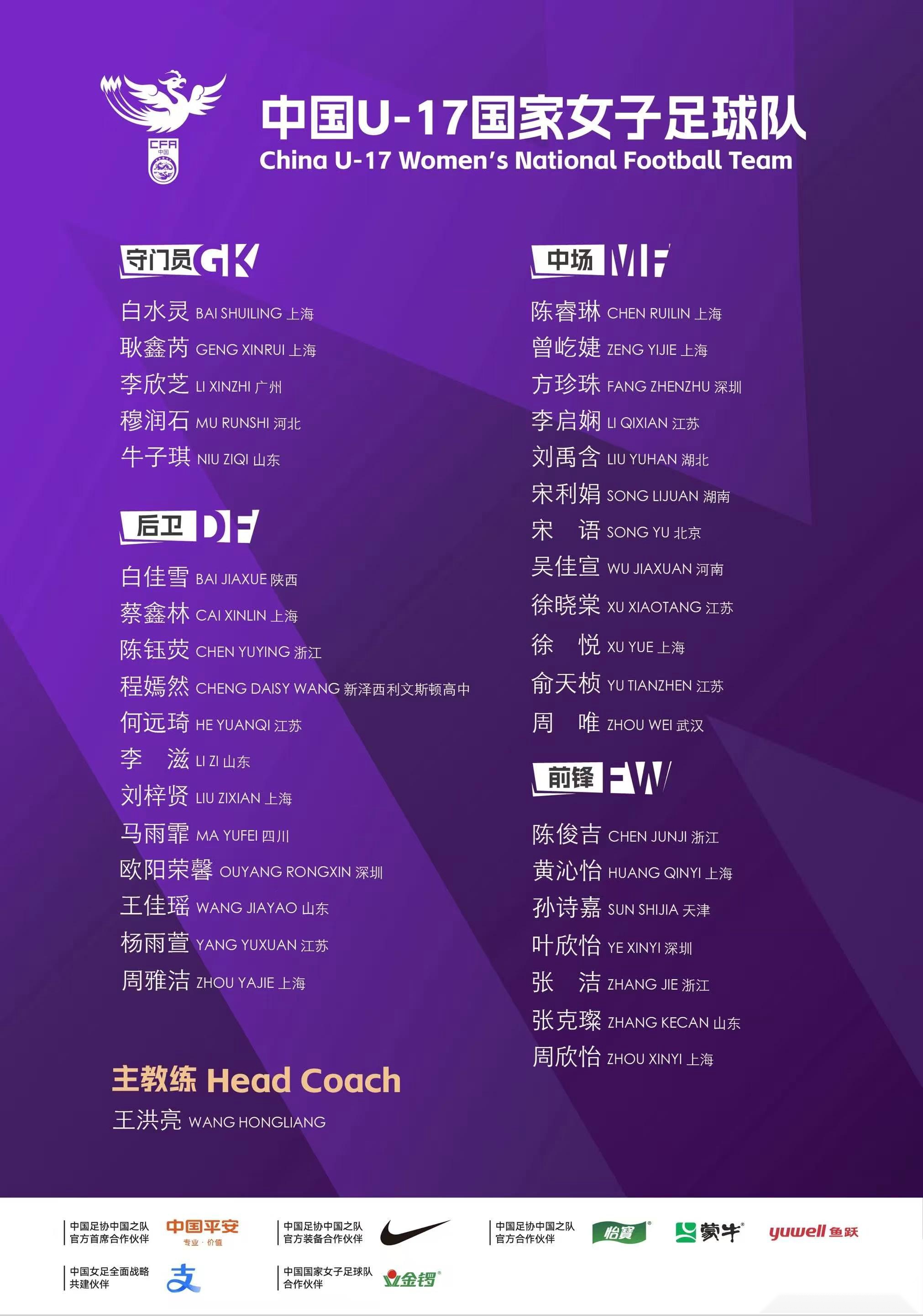 U17女足集训名单：张克璨、宋语在列，海外球员程嫣然入选 (http://www.armanice.com/) 体育 第1张