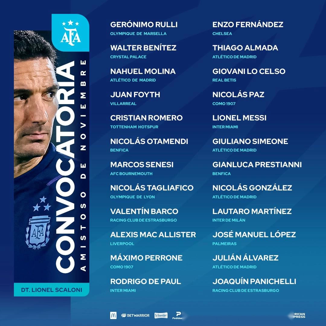 阿根廷大名单:梅西领衔,劳塔罗、小蜘蛛、恩佐、麦卡在列 阿根廷大名单:梅西领衔,劳塔罗、小蜘蛛、恩佐、麦卡在列