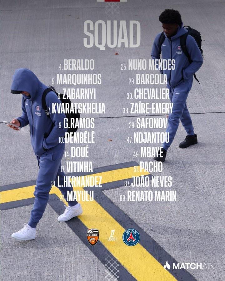 巴黎客战洛里昂大名单：内维斯回归，阿什拉夫、李刚仁缺阵 (http://www.busunion.cn/) xiami 第1张